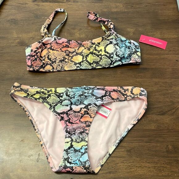 NEW Xhilaration Multicolor Snakeskin Two Piece Bikini Set Size XS - Picture 2 of 9